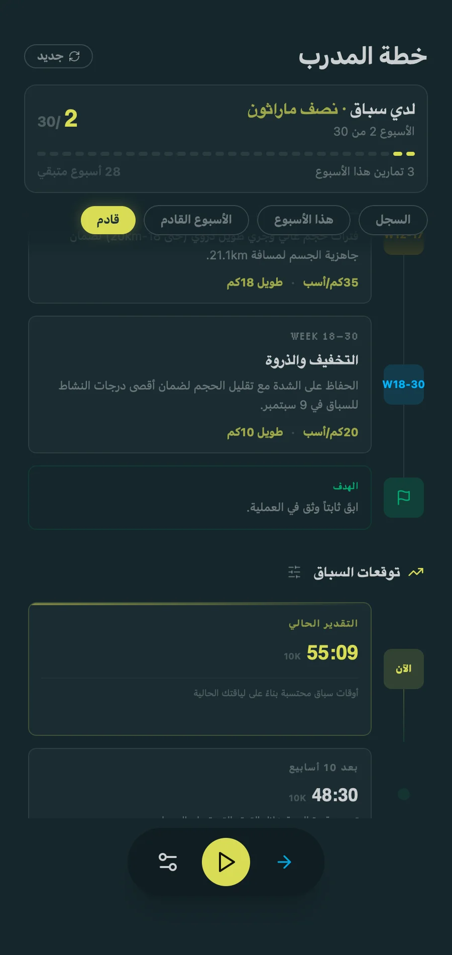 Coach Plan - Race Projections