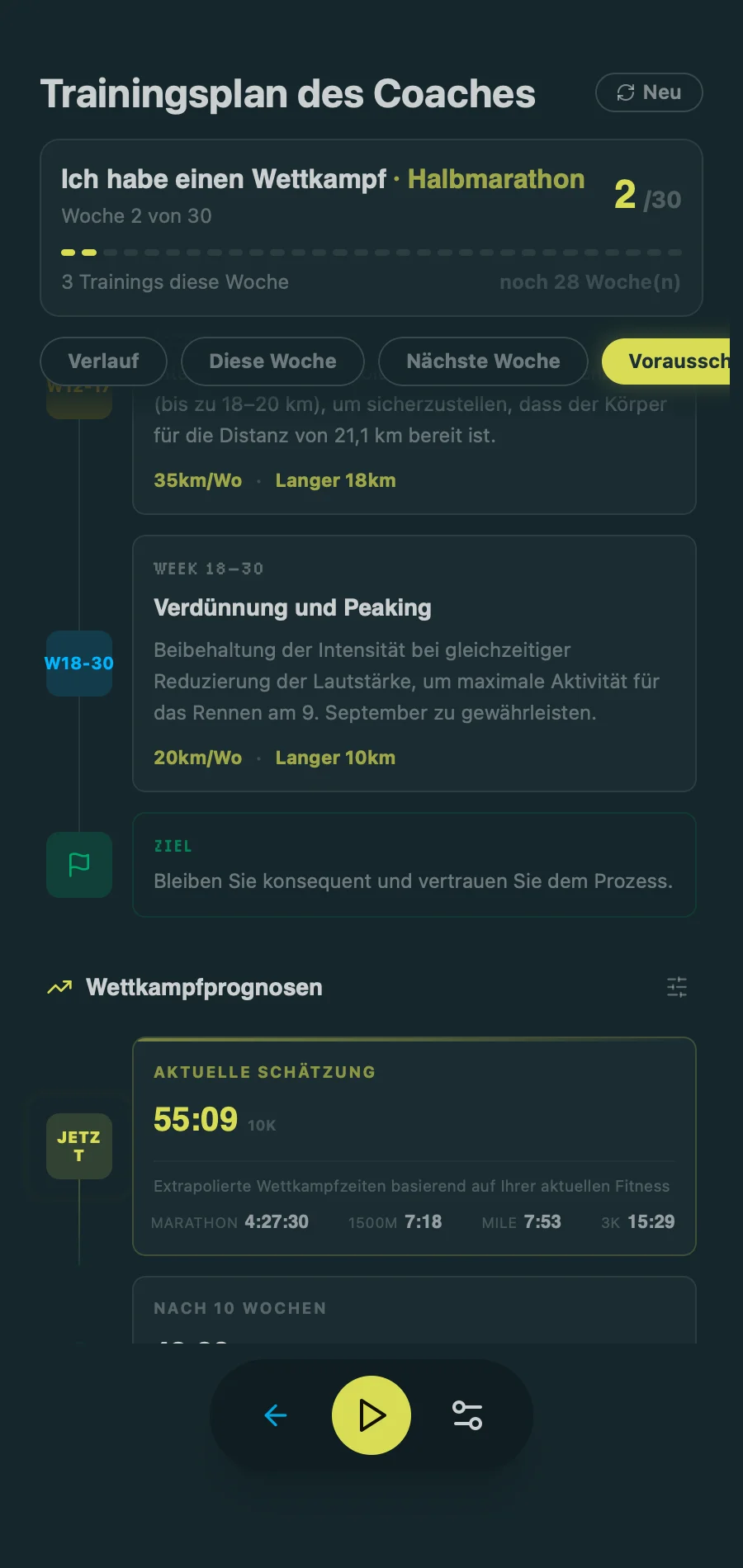 Coach Plan - Race Projections