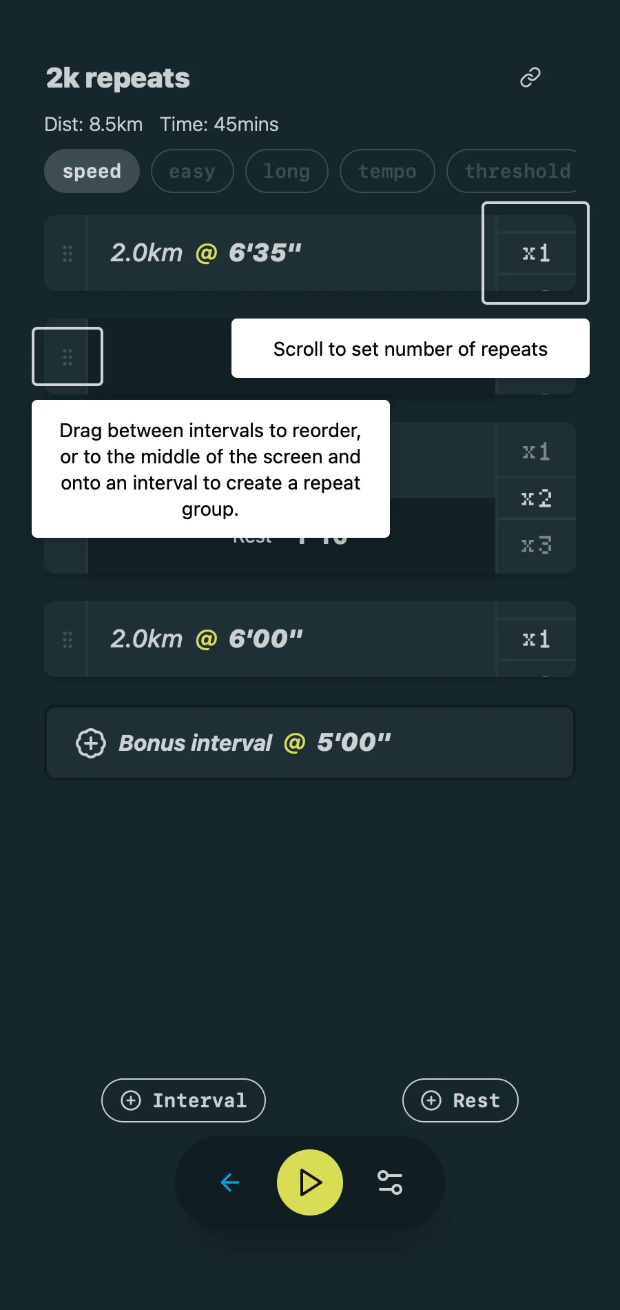 Workout Editor - Intervals
