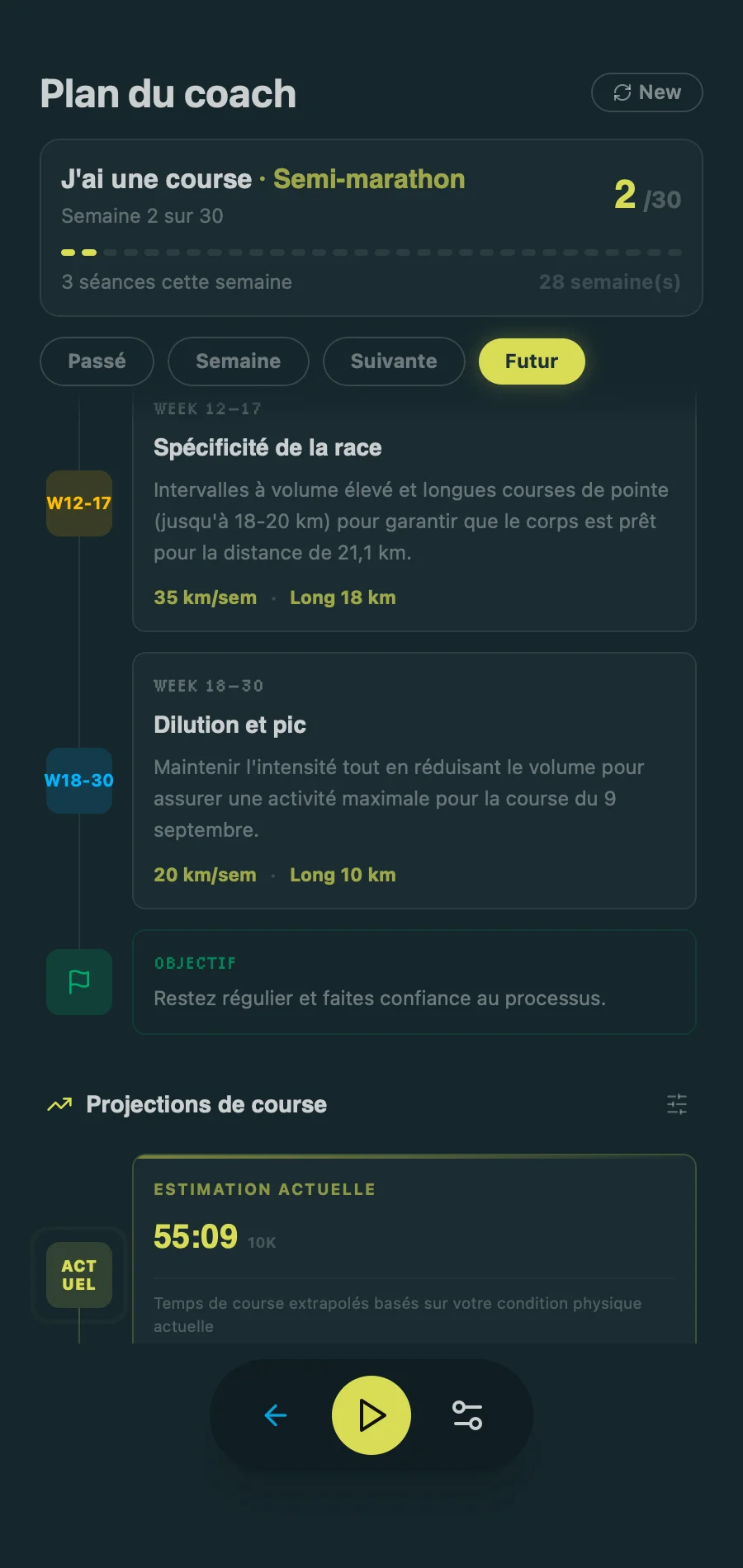Coach Plan - Race Projections