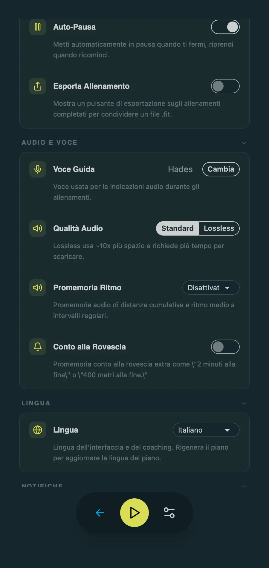 Voice Coach Settings