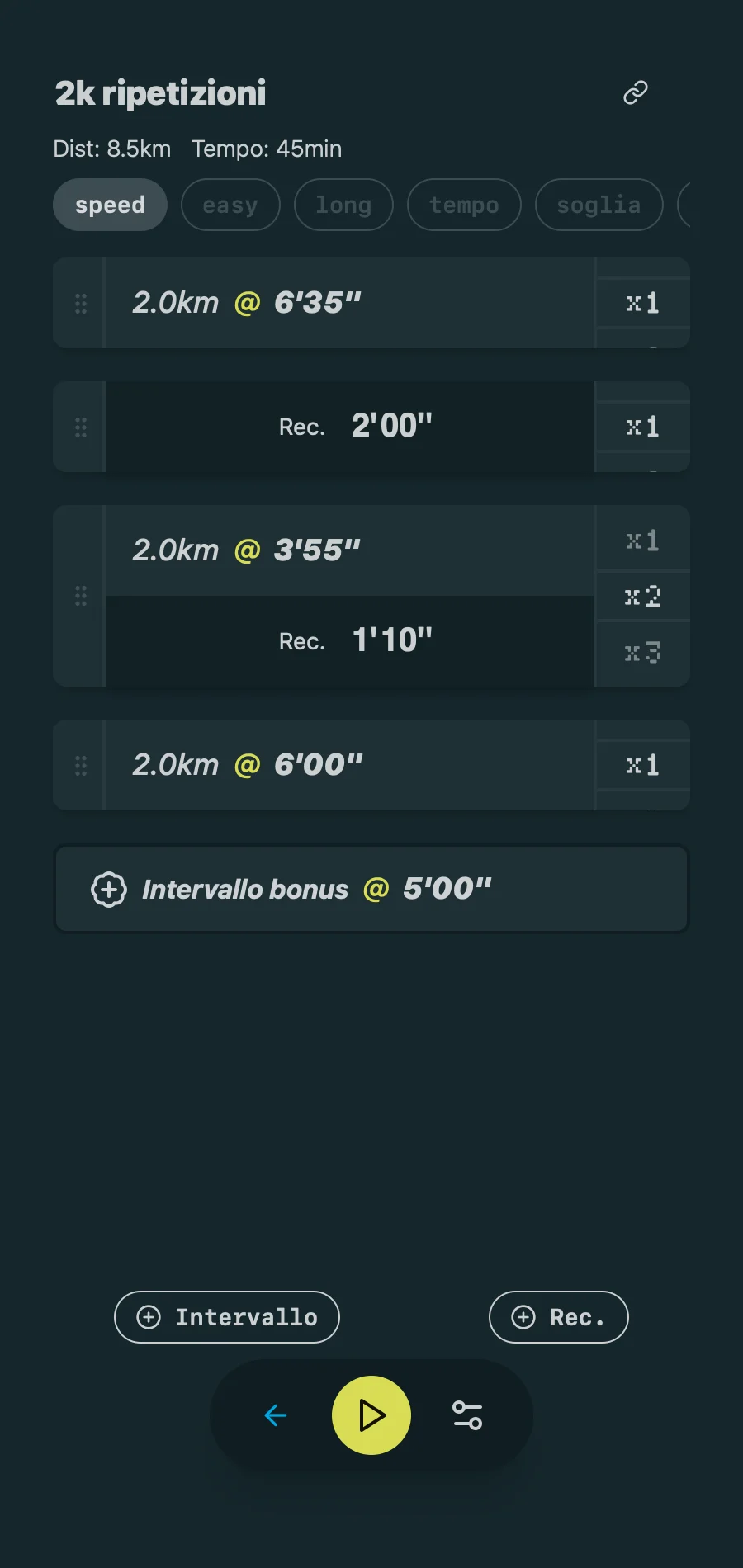 Pacing Run App Screenshot - Workout Detail