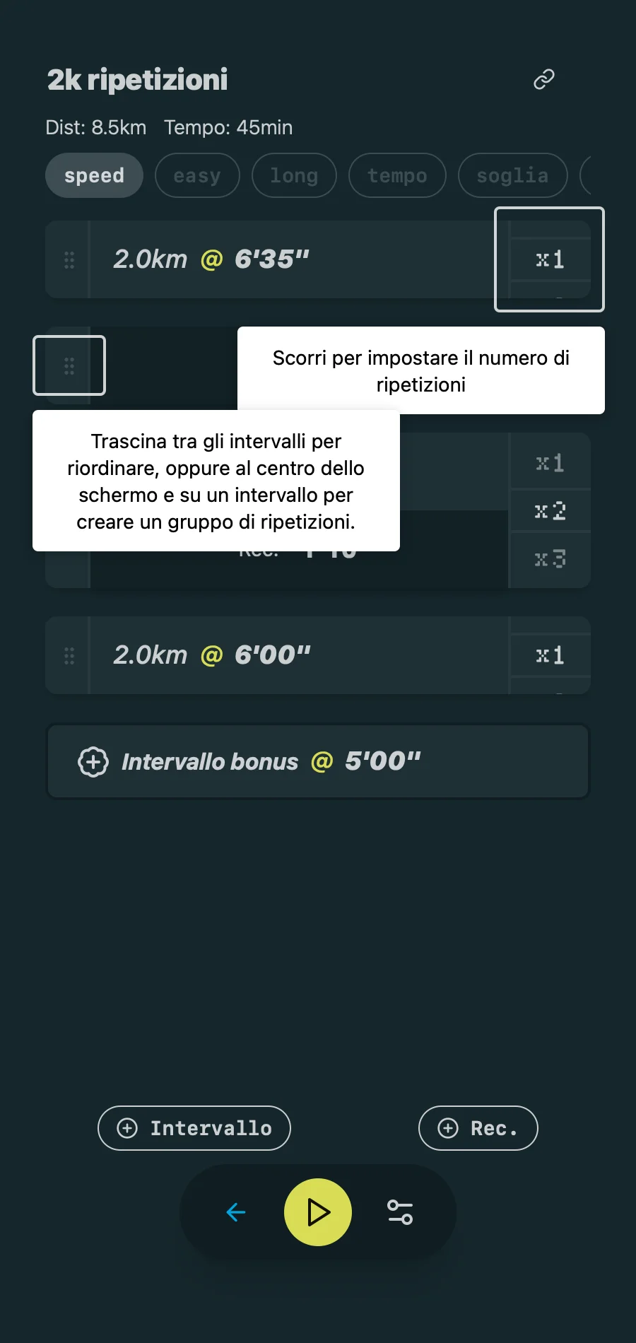 Workout Editor - Intervals