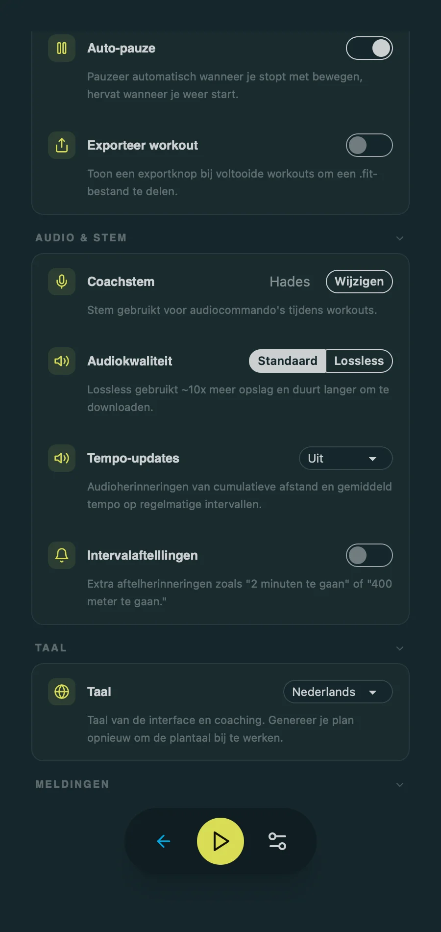 Voice Coach Settings