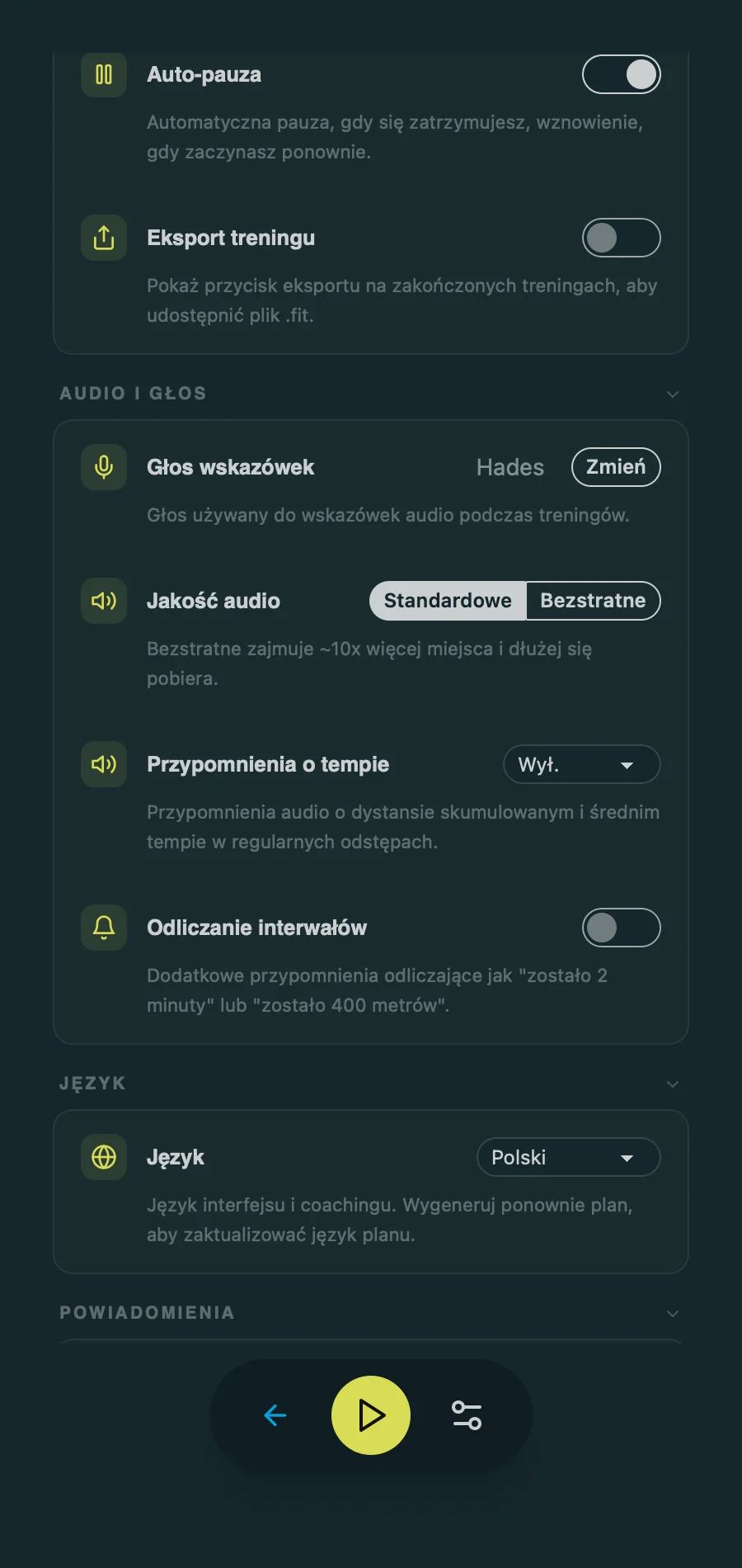 Voice Coach Settings